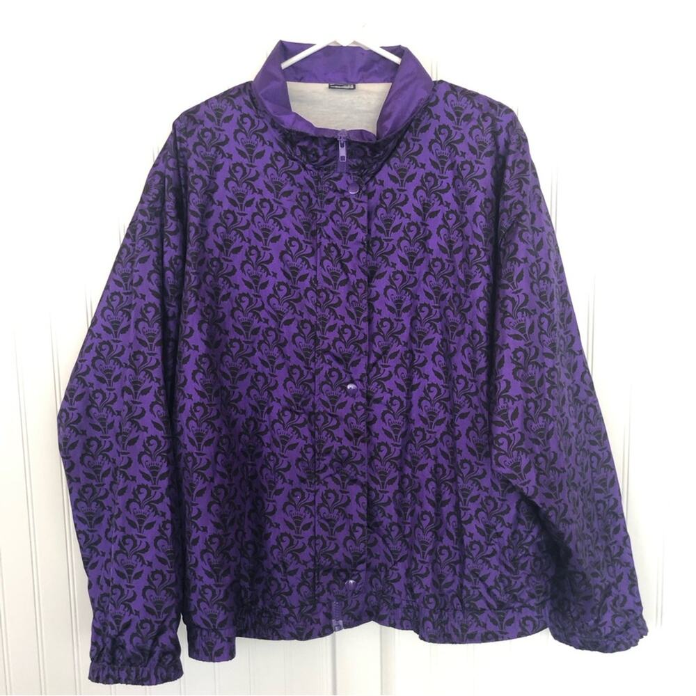 Vintage 90s Y2k Purple Plus Size Windbreaker Track Jacket Wind Suit Jacket